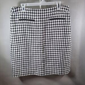 Talbots Black & White Houndstooth Tweed Pencil Skirt Size 12 Academia Career